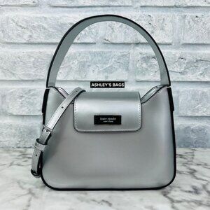 Kate Spade Sam Icon Metallic Patent Leather Mini Hobo Bag In Starlight Spazzola